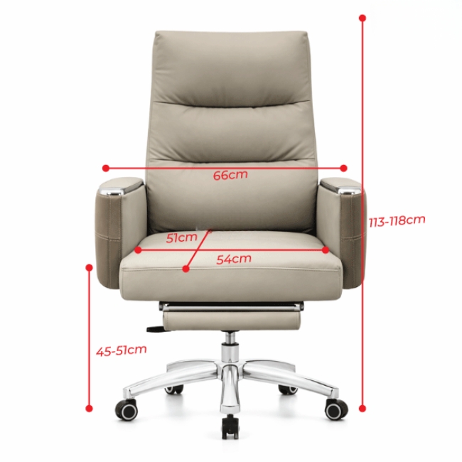 Ghế xoay giám đốc bọc da Pu màu kem có gác chân ngả lưng thư giãn: SG - 3809 - $hienthicat